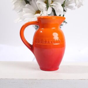 Le Creuset Flame Mini Pitcher Jug & Pepper Shaker Stoneware Orange Red